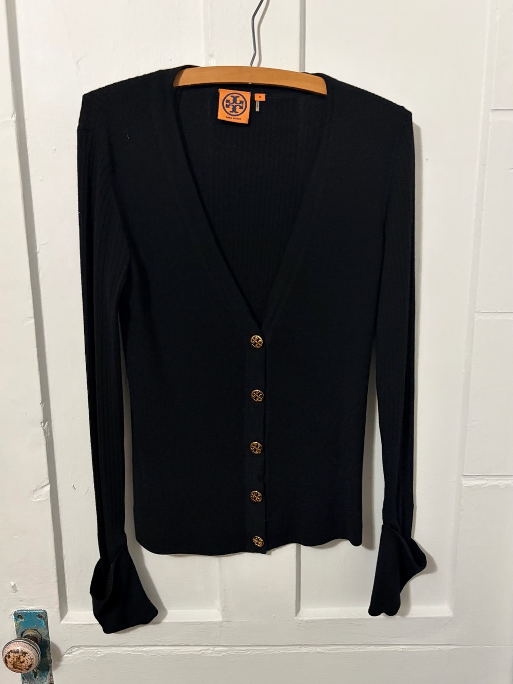 Tory Burch Shrunken Simone
Cardigan Navy Merino Wool
Gold Reva Buttons